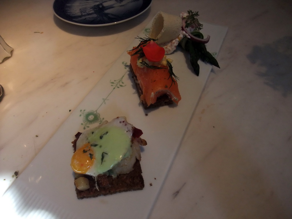 Smørrebrød at the Royal Café at Amagertorv square