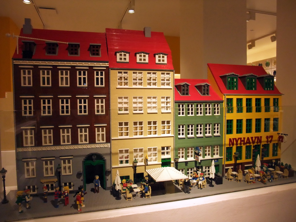 Nyhavn houses made out of LEGO bricks in the LEGO store at Vimmelskaftet street
