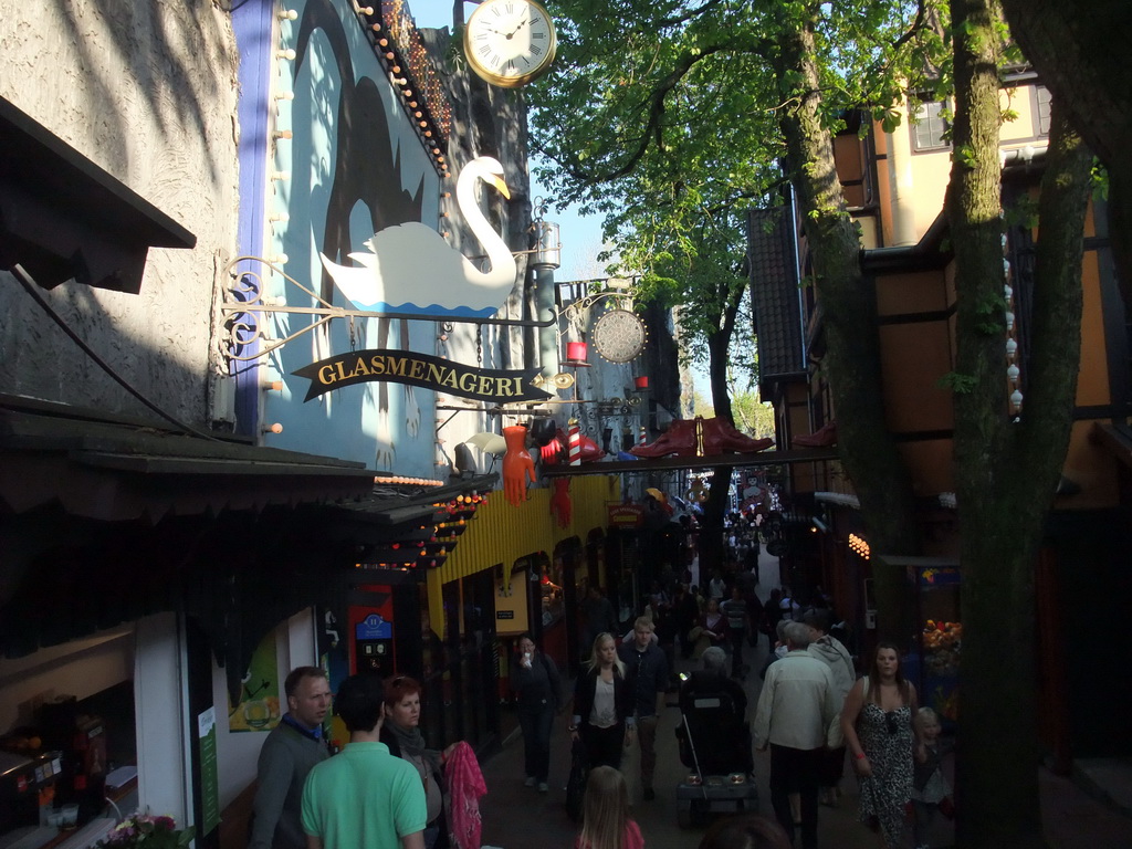Street with small attractions and shops at the Tivoli Gardens