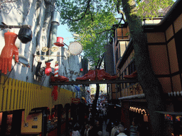 Street with small attractions and shops at the Tivoli Gardens