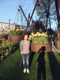 Miaomiao with flowers at the Tivoli Gardens