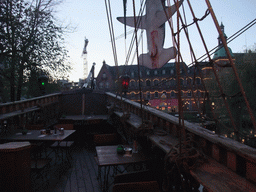 The deck of the `Pirateriet` restaurant, and the H.C. Andersen Castle at the Tivoli Gardens