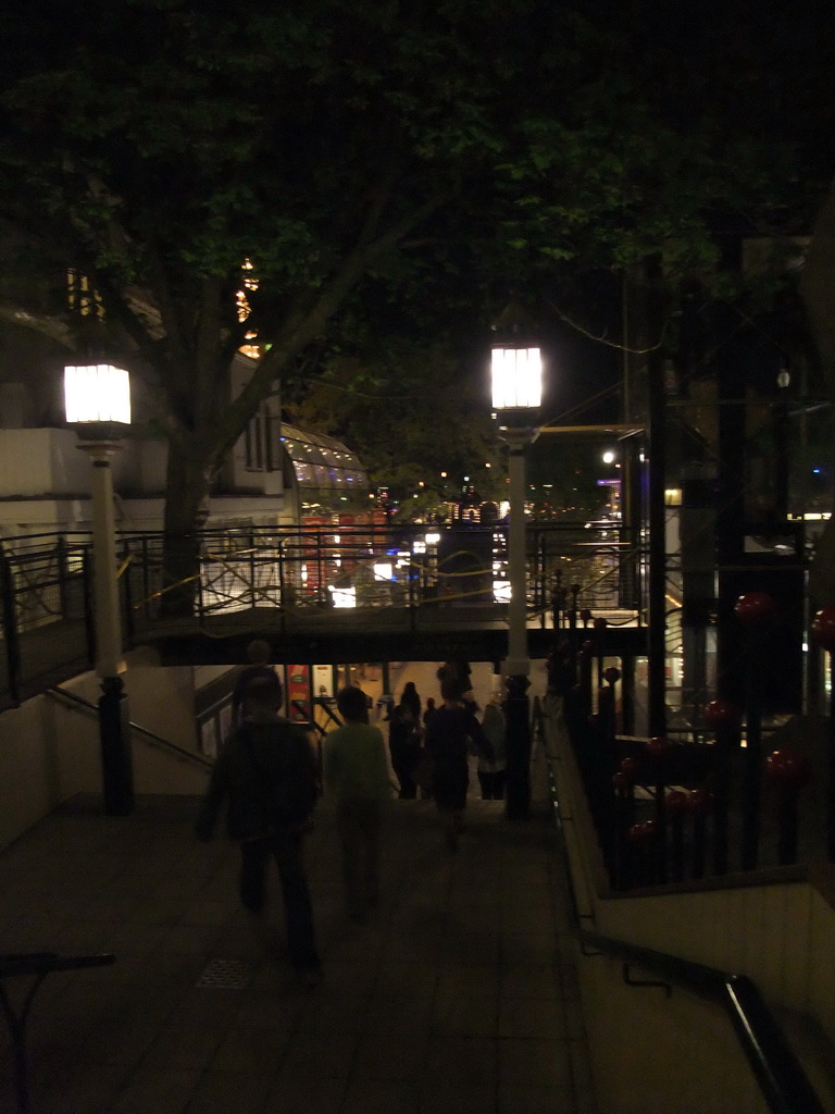 South entrance street at the Tivoli Gardens, by night