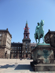 Christiansborg Palace and the equestrian statue of King Christian IX at the Riding Ground Complex