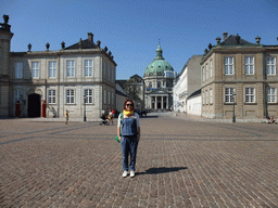 Miaomiao with Christian VII`s Palace and Christian VIII`s Palace at Amalienborg Palace, Frederiksgade street and Frederik`s Church