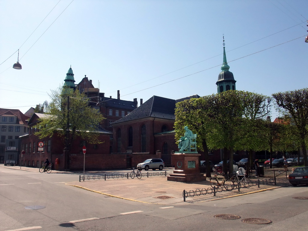 St. Ann`s Square (Sankt Annæ Plads) with a statue of Johan Peter Emilius Hartmann, and the Garnisonskirken church