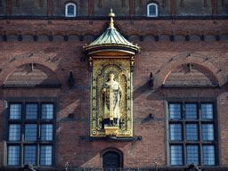 Gilded statue of Absalon at the front of the Copenhagen City Hall