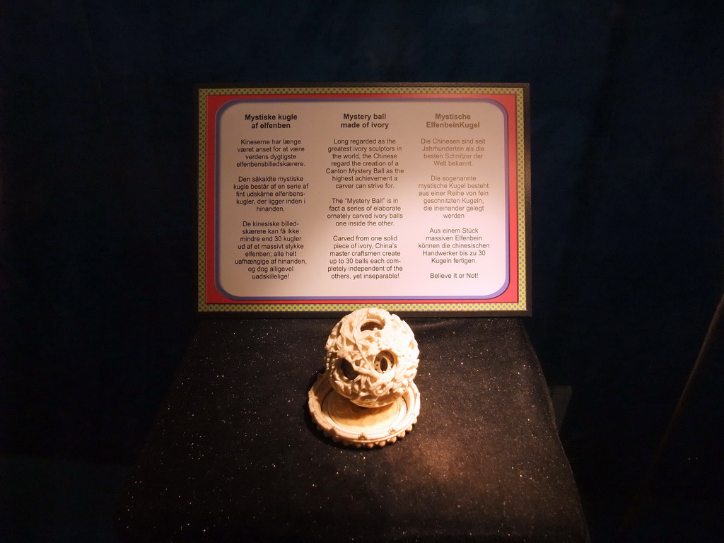 Mystery ball made of ivory in the Ripley`s Believe It or Not! Museum