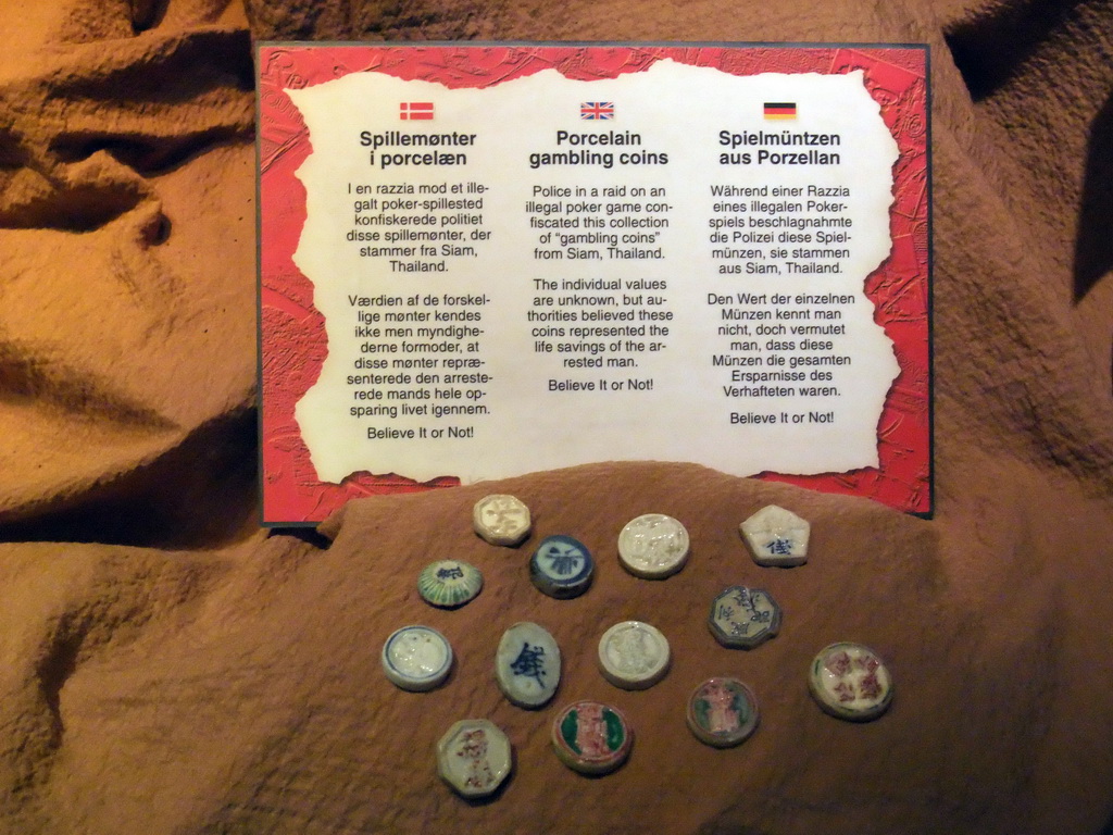 Porcelain gambling coins in the Ripley`s Believe It or Not! Museum