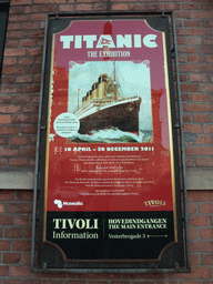 Poster of `Titanic - The Exhibition` at the front of the H.C. Andersen Castle at the Tivoli Gardens