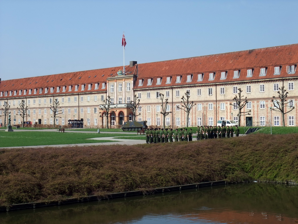 Royal Guards, preparing for the Changing of the Guards, and soldiers at the barracks southwest of the Rosenborg Castle