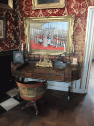 Table, chair and painting `Frederik VII`s Wedding` in Frederik VII`s Room at the first floor of Rosenborg Castle