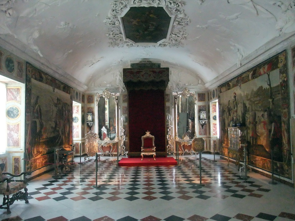 The Long Hall (Knight`s Hall) with the Throne for Audience at the second floor of Rosenborg Castle