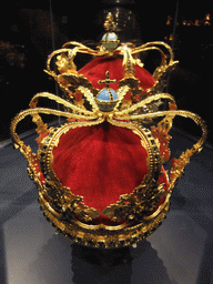 Christian V`s Crown and the Queen`s Crown in the Treasury at the basement of Rosenborg Castle