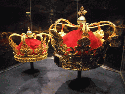 Christian V`s Crown and the Queen`s Crown in the Treasury at the basement of Rosenborg Castle