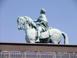 The equestrian statue of King Frederick V at Amalienborg Palace, under renovation