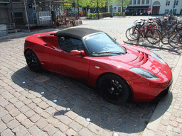 Tesla sports car at Amaliegade street