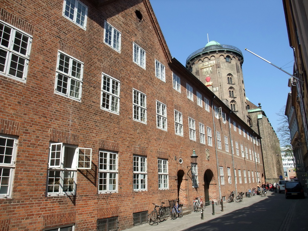 The Store Kannikestræde street with the Regensen dormitory, the Round Tower and the Trinitatis Church