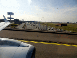 The A4 highway, viewed from the airplane leaving Schiphol Airport