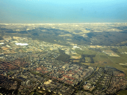 The town of Heemskerk and the Noordhollands Duinreservaat area, viewed from the airplane from Amsterdam