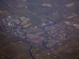 The city of Bolsward, viewed from the airplane from Amsterdam