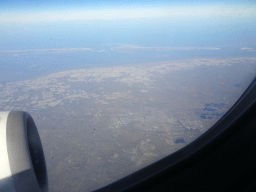 The province of Friesland, the islands of Terschelling and Ameland, and the Wadden Sea, viewed from the airplane from Amsterdam
