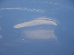 The island of Rif, the Engelsmanplaat sandbank and the Wadden Sea, viewed from the airplane from Amsterdam