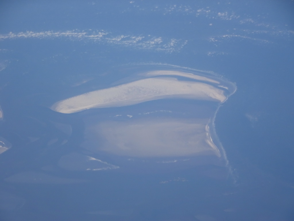 The island of Rif, the Engelsmanplaat sandbank and the Wadden Sea, viewed from the airplane from Amsterdam