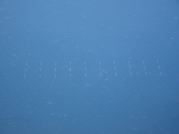 Windmills in the North Sea near the island of Schiermonnikoog, viewed from the airplane from Amsterdam