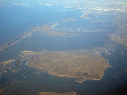 The islands of Sylt and Föhr, and the Wadden Sea, viewed from the airplane from Amsterdam
