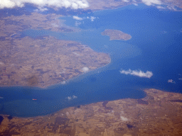 The Aabenraa Fjord and the island of Barsø, viewed from the airplane from Amsterdam