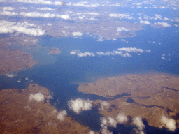 The Little Belt strait, the Aabenraa Fjord, the island of Barsø, the Als Fjord and the Als Island, viewed from the airplane from Amsterdam