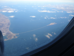 The Great Belt Bridge over the Great Belt, viewed from the airplane from Amsterdam