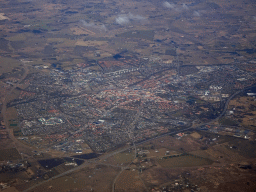 The town of Slagelse, viewed from the airplane from Amsterdam