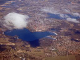 The town of Sorø and the Sorø Sø and Tuelsø lakes, viewed from the airplane from Amsterdam