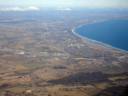 The town of Køge and the Køge Bay, viewed from the airplane from Amsterdam