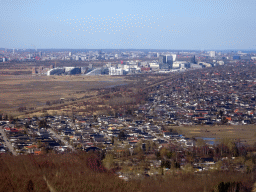 The southeast side of Copenhagen with the Ørestad neighbourhood with the AC Hotel Bella Sky Copenhagen, viewed from the airplane from Amsterdam