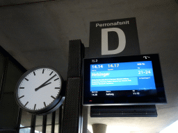 Clock and train information at the Copenhagen Airport Kastrup Railway Station