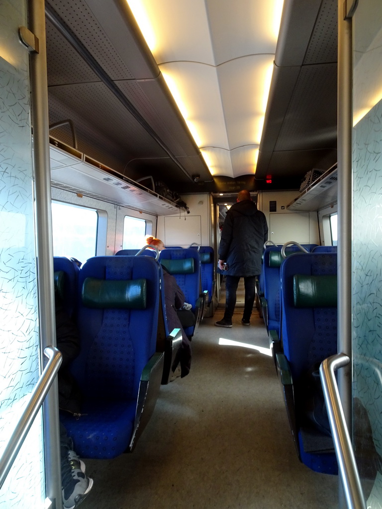 Interior of the train from the Copenhagen Airport Kastrup Railway Station to the Ørestad Railway Station
