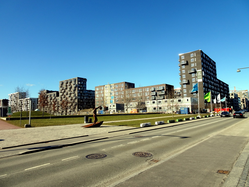 The Byparken park and apartment buildings at the Ørestads Boulevard