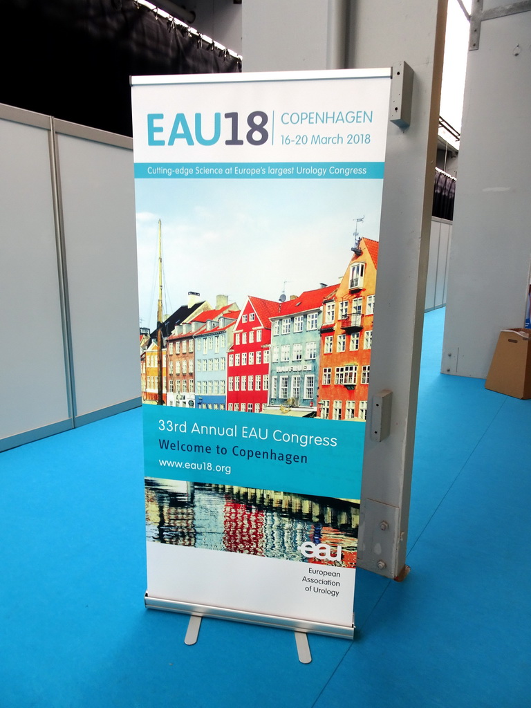Poster for the EAU18 conference in the lobby of the Bella Center