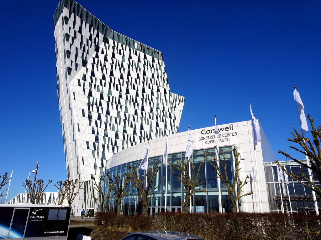 The AC Hotel Bella Sky Copenhagen and the front of the Bella Center at the Center Boulevard