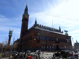 The Lur Blowers monument and the Copenhagen City Hall at City Hall Square