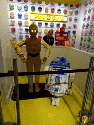 C-3PO and R2-D2 made out of LEGO bricks in the LEGO store at Vimmelskaftet street