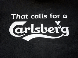 Slogan for Carlsberg beer on the wall of the Brooklyn Bar at the Toldbodgade stret