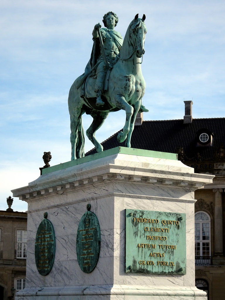 The equestrian statue of King Frederick V at Amalienborg Palace