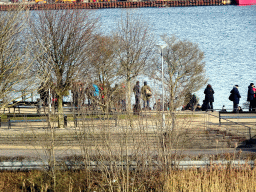 The Langelinie pier with the statue `The Little Mermaid`, viewed from the ramparts of the Kastellet park