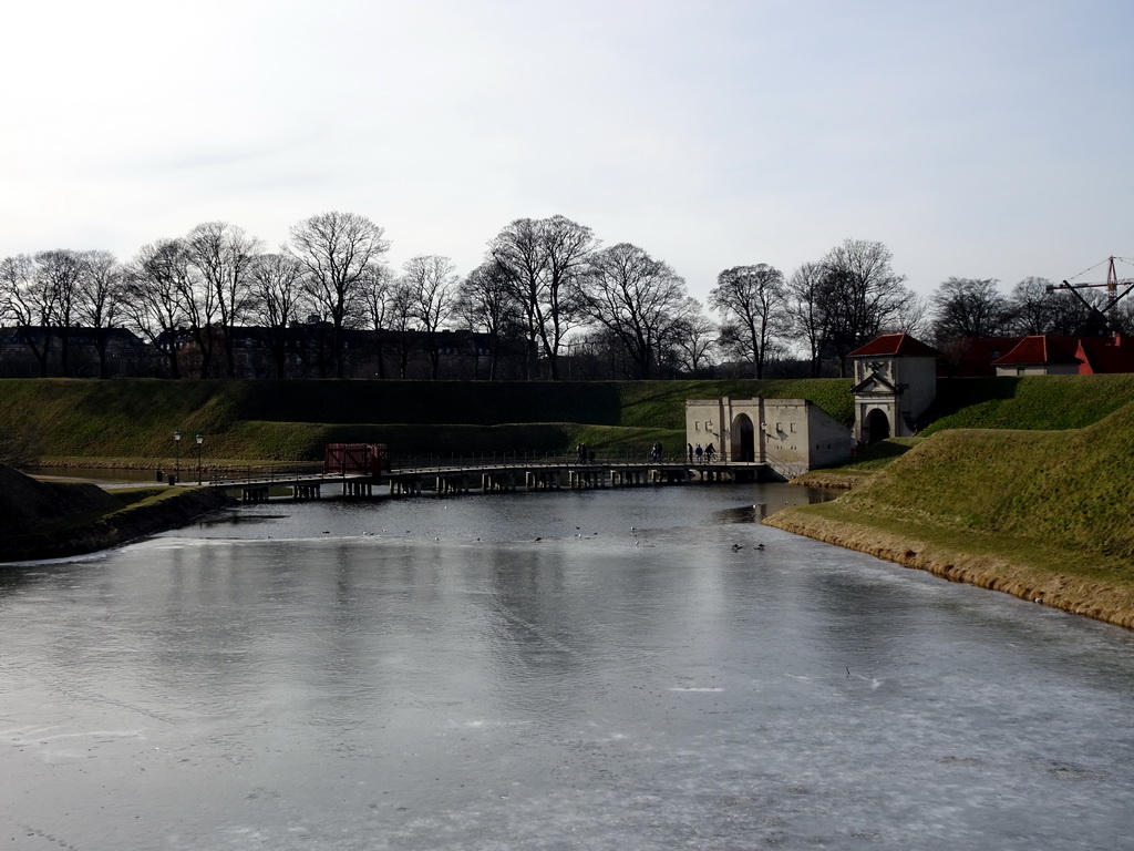 South bridge and the King`s Gate at the Kastellet park, viewed from the Gefion Fountain