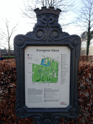 Map and explanation on the Rosenborg Castle Gardens