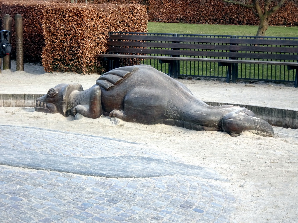 Dragon statue at the playground at the northeast side of the Rosenborg Castle Gardens